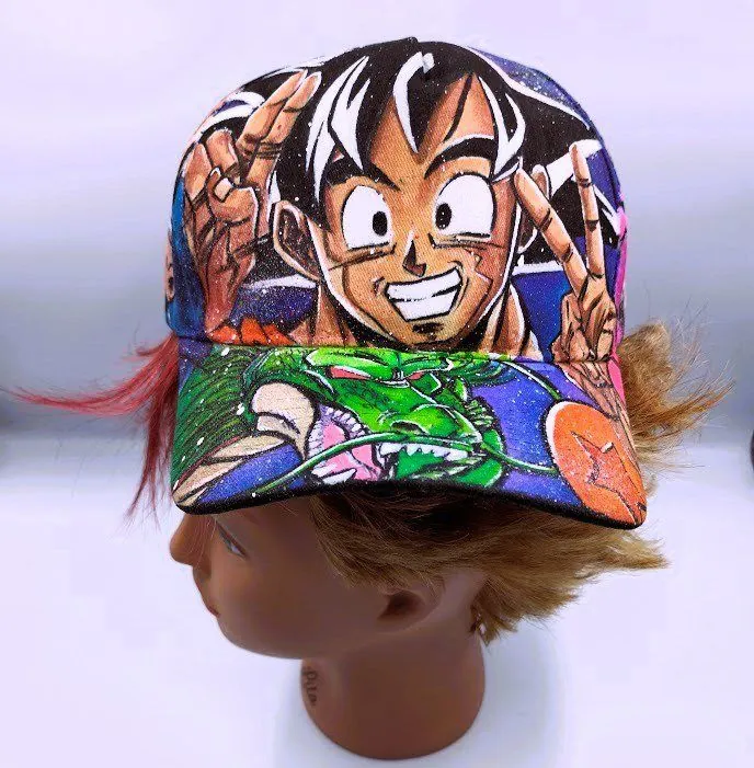 Cap – smiling Goku and Shenron – accessories, airbrush, Klaudia Kazuch