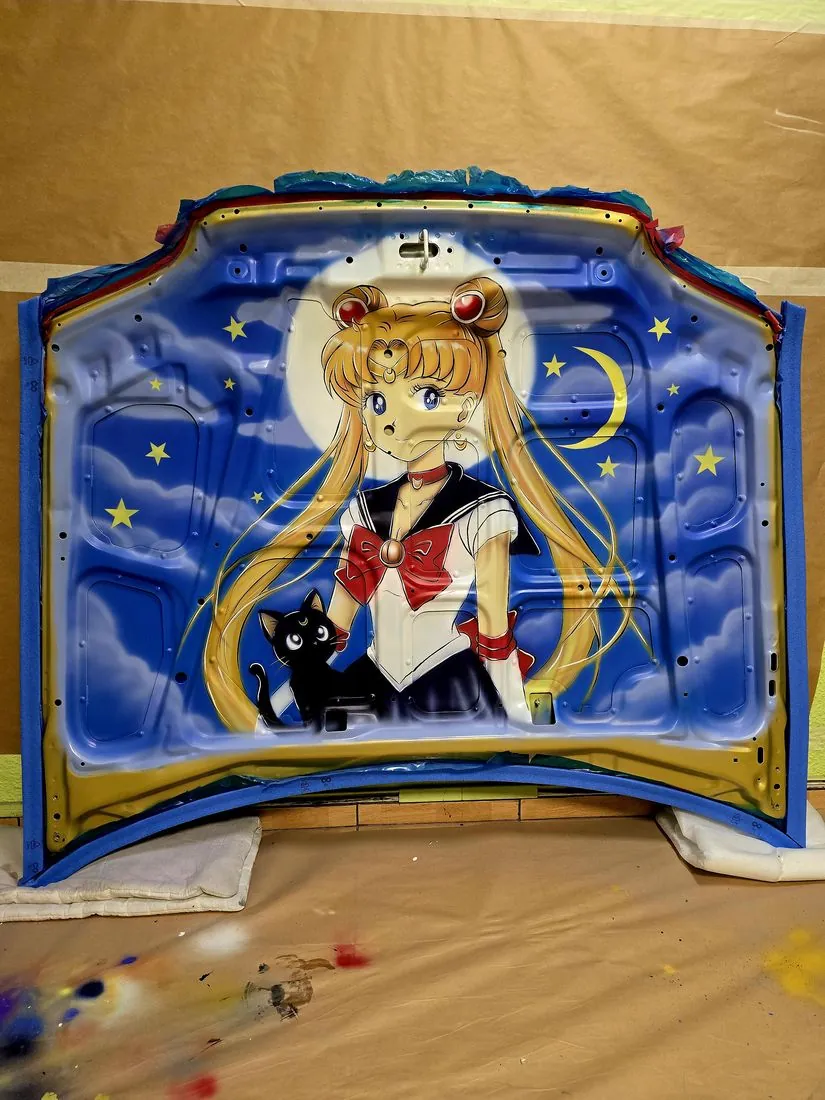 Car hood – Sailor Moon – car, airbrush, Klaudia Kazuch