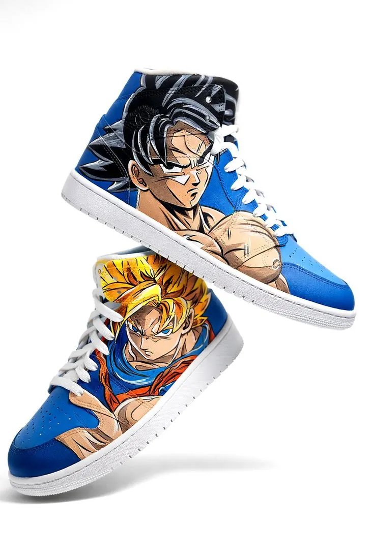 Jordan 1 – two Goku transformations – shoes, airbrush, Klaudia Kazuch