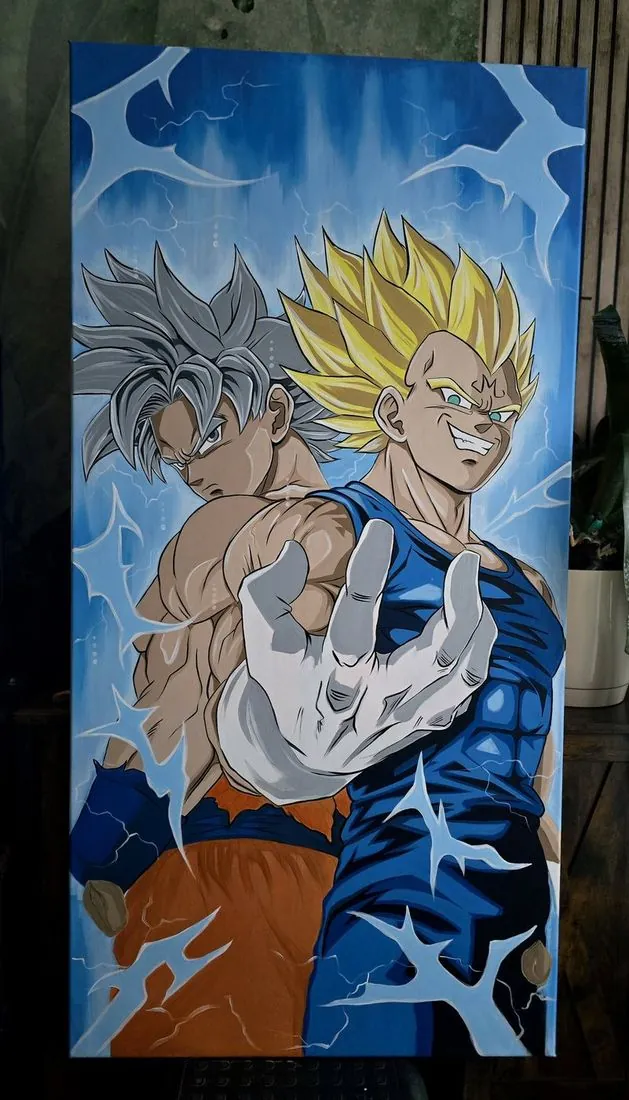 Goku and Vegeta – painting, airbrush, Klaudia Kazuch