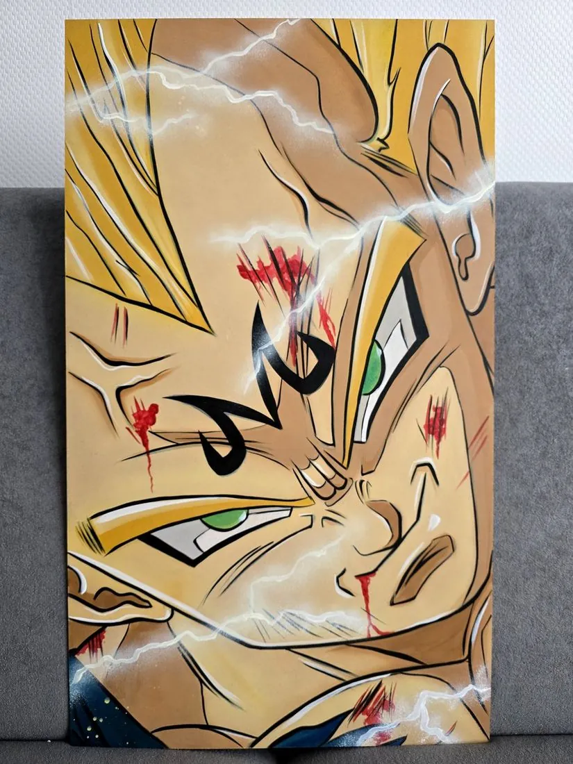 Majin Vegeta – close-up – painting, airbrush, Klaudia Kazuch